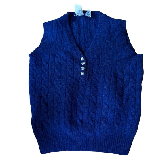 Vtg J.G. Hook Women’s Shetland 100% Wool Blue Vest Size S academia heritage - Picture 2 of 10